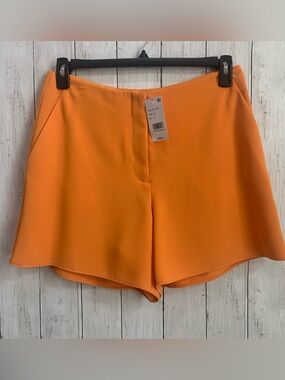 Trina Turk Shorts Womens Sz 8 Orange Pommes 2 Short Lightweight Crepe NEW $198